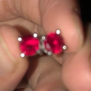 red jewel earrings